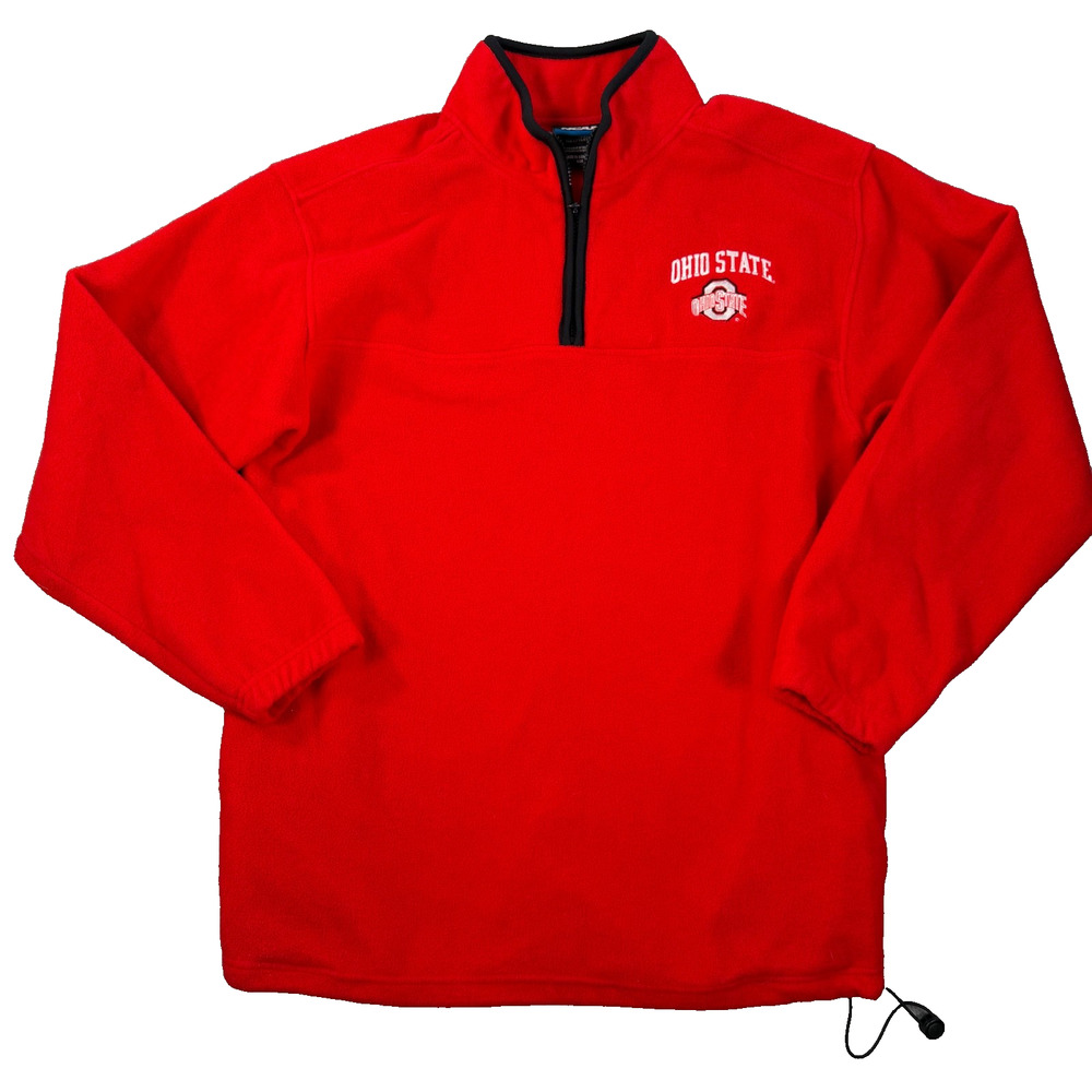 Ohio State Buckeyes NCAA Fleece Quarter Zip Pullover Size Large Red Black